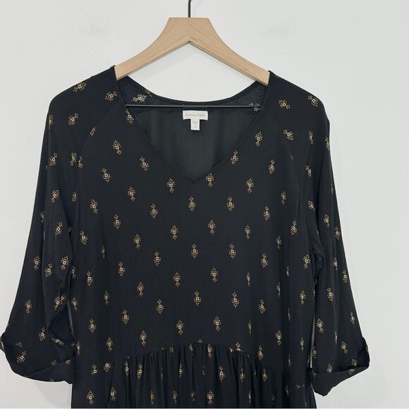 Garnet Hill Women's Gray Easy Bohemian Pocket Dress 3/4 Sleeve V-Neck size 14 - Picture 4 of 8